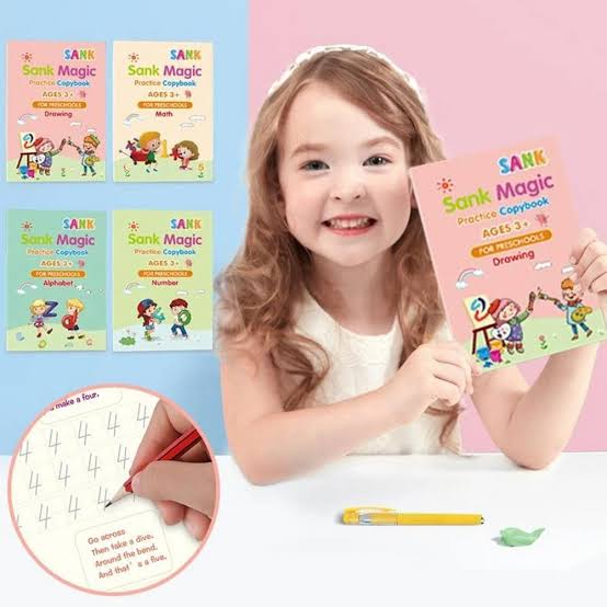 Kids' Magic Practice Book: 5 Books, 1 Pen, 1 Grip, and 10 Refills (Free Delivery)