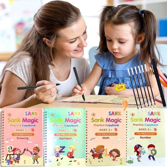 Kids' Magic Practice Book: 5 Books, 1 Pen, 1 Grip, and 10 Refills (Free Delivery)